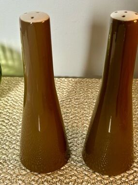 Vintage Primastone Japan Bronze Ironstone Salt Pepper Shakers 6”